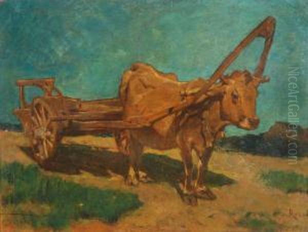 Mucca Con Carretto Oil Painting by Luigi Rossi