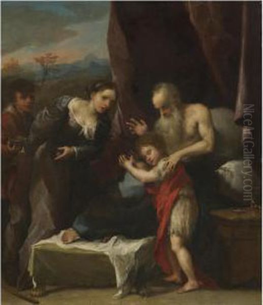 Isaac Blessing Jacob Oil Painting by Pasqualino Rossi