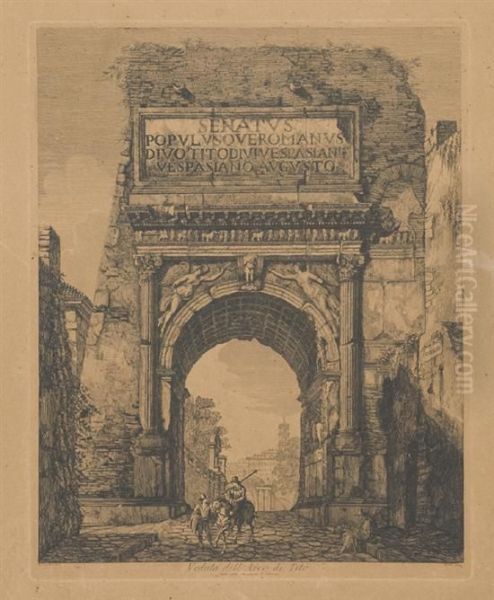 Veduta Dell'arco Di Tito Oil Painting by Luigi Rossini