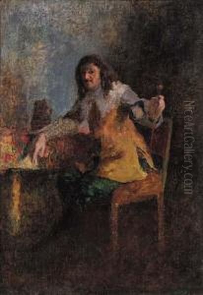 Nobiluomo Seduto Oil Painting by Matteoda Angelo Rossotti