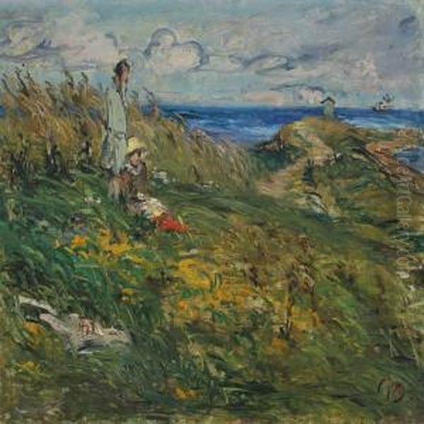 Along The Coast With Persons Oil Painting by Peter Rostrup Boyesen