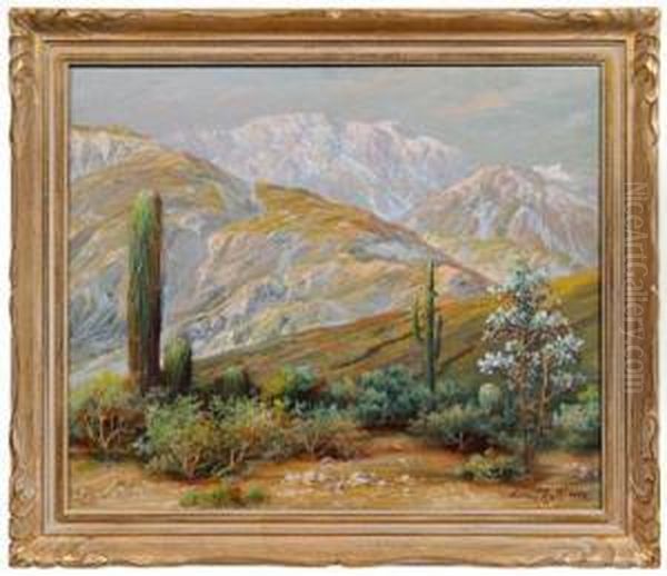 Desert At The Edge Of A Mountainpass Oil Painting by Andreas Roth