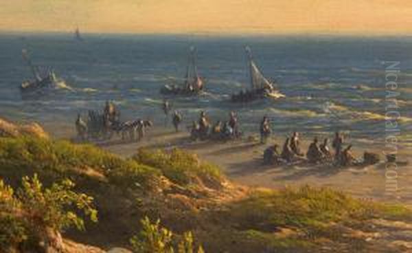 Fischer Am Hollandischen Strand Oil Painting by Georg Andries Roth