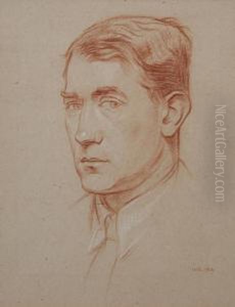 Portrait Of Sir John Squire Oil Painting by William Rothenstein