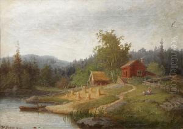 Torp I Ostergotland, Risinge Socken Oil Painting by Carl Abraham Rothsten