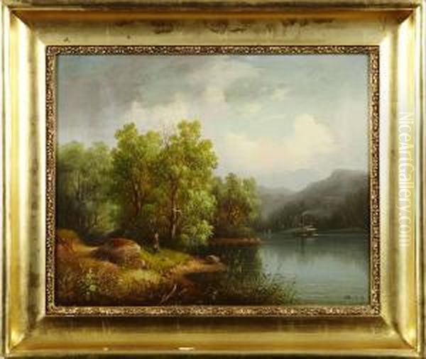 Landskap Med Vattendrag Oil Painting by Carl Abraham Rothsten