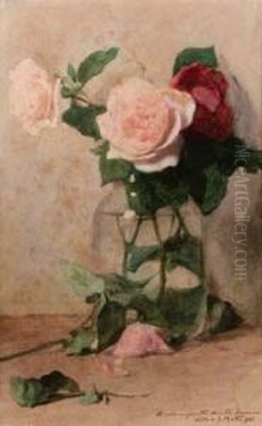 Rose Oil Painting by Silvio Giulio Rotta