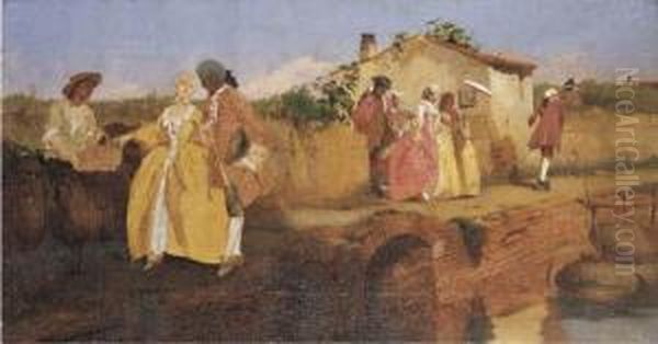 Passeggiata Oil Painting by Silvio Giulio Rotta