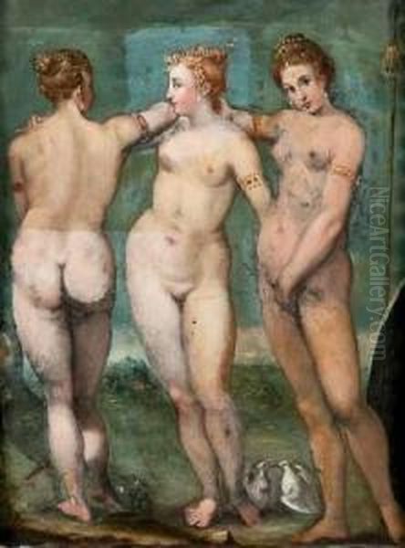 Les Trois Graces Oil Painting by Johann Rottenhammer