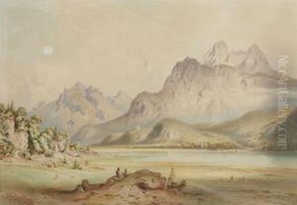 Blick Uber Den Schwansee Auf Schloss Hohenschwangau Oil Painting by Leopold Rottmann