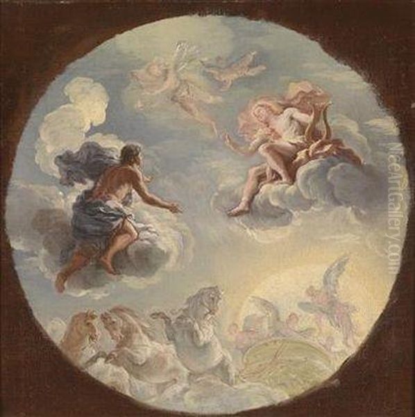 Apollo And Phaeton Oil Painting by Johann Michael Rottmayr