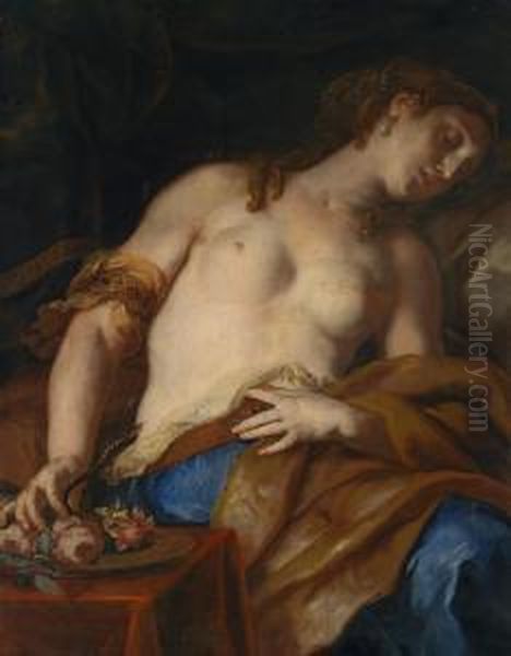 Cleopatra Oil Painting by Johann Michael Rottmayr