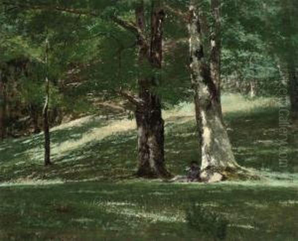 La Foret Oil Painting by Henri Stanislas Rouart