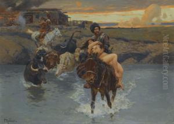 The Kidnapping Oil Painting by Franz Roubaud