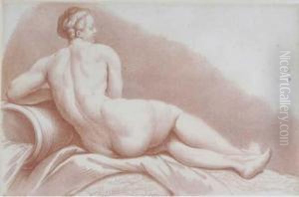 A Reclining Nude Seen From Behind Oil Painting by Louis Francois Roubillac