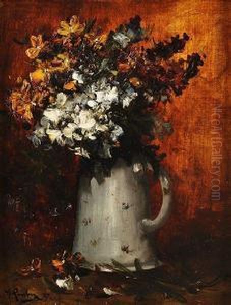 Bouquet De Fleurs Dans Un Pichet Oil Painting by Alfred Rouby