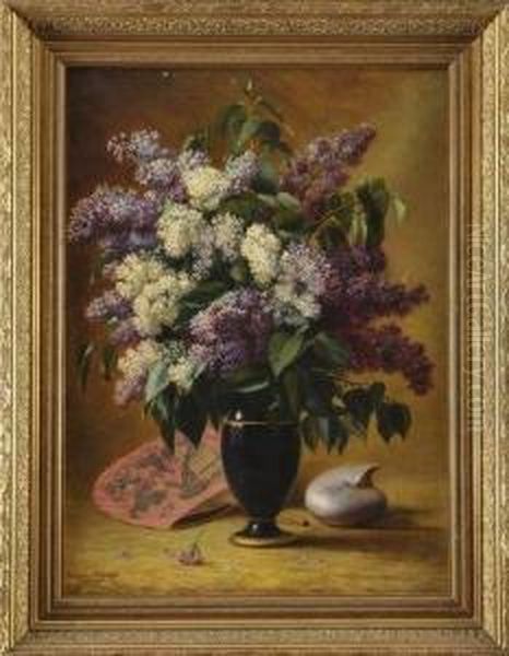 Bouquet De Giroflees Et Violettes Oil Painting by Alfred Rouby