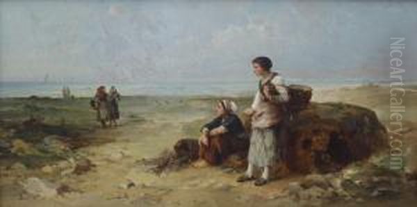 Kustenlandschaft Mit Fischerfrauen Oil Painting by A. Roueff