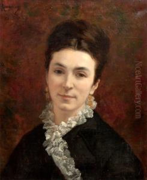 Portrait De Jeune Femme Oil Painting by Jules James Rougeron