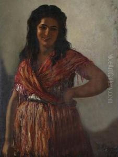 A Spanish Girl. Oil Painting by Jules James Rougeron