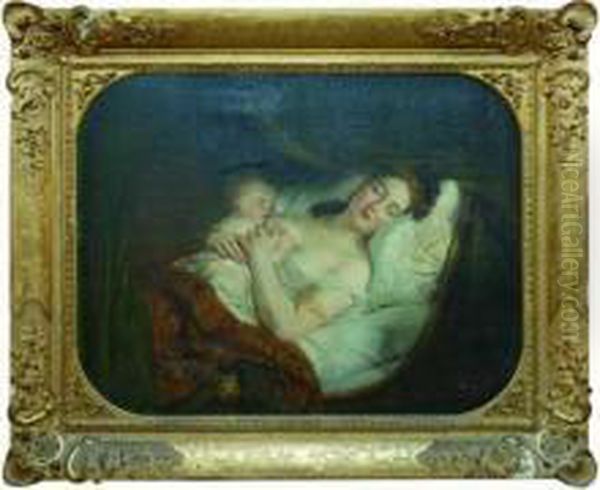 Jeune Femme Endormie Avec Son Enfant Oil Painting by Georges Rouget