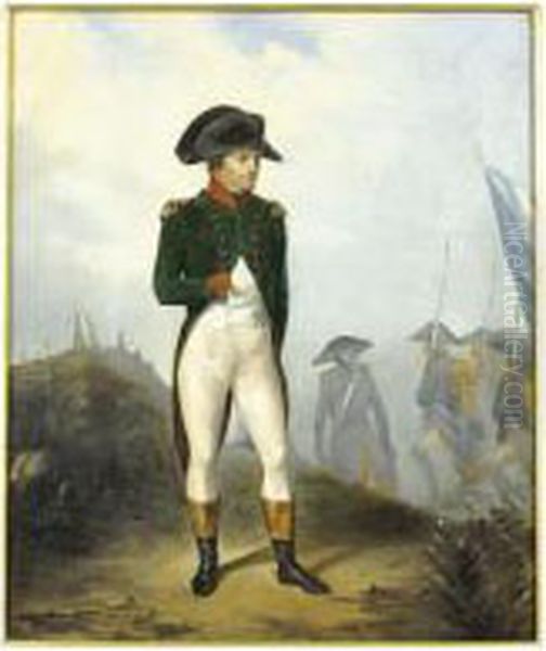 Portrait De Napoleon Sur Le Champ De Bataille Oil Painting by Jean-Sebastien Rouillard