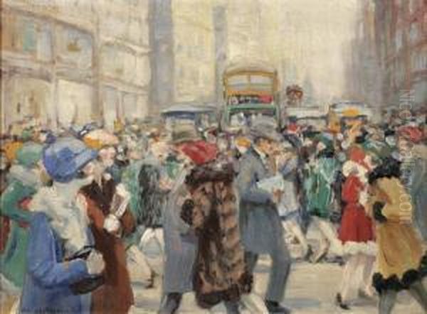 On Fifth Avenue Oil Painting by Orlando Rouland