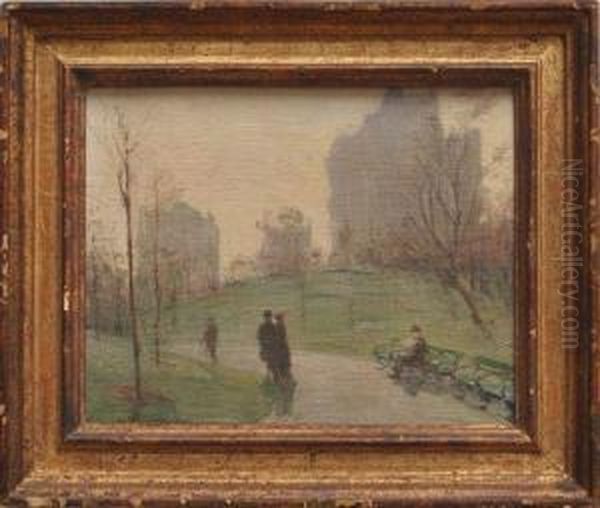 Morning In Central Park Oil Painting by Orlando Rouland