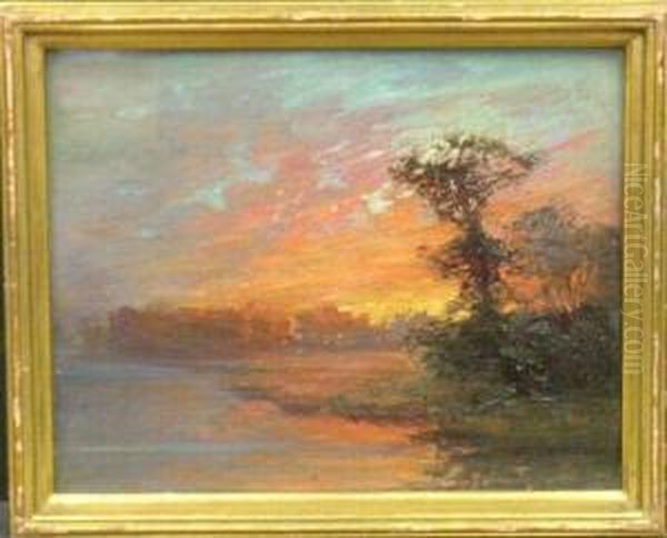 Fiery Sunset Oil Painting by Orlando Rouland