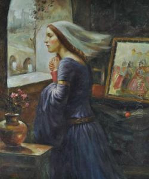 Woman By A Window Oil Painting by P Rouliere