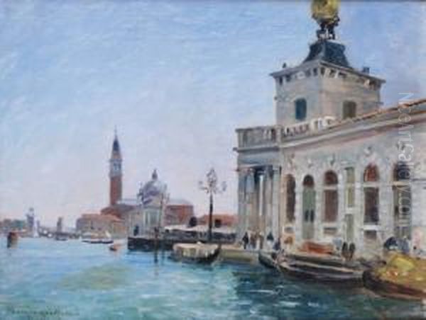 Venise, La Douane De Mer Et San Giorgio Oil Painting by Gaston-Marie-Anatole Roullet