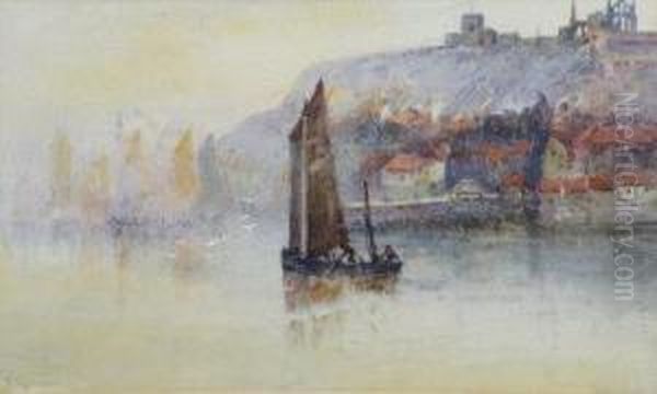 A View Of Whitby Harbour Oil Painting by Frank Rousse