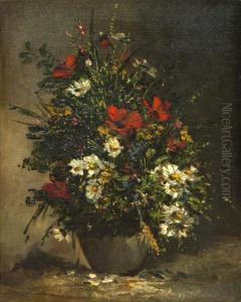 Still Life With Vase Of Flowers Oil Painting by Charles Rousseau