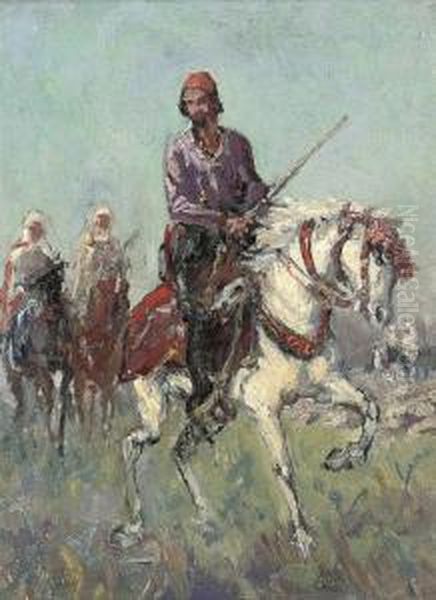 An Arab Warrior Oil Painting by E. Rousseau