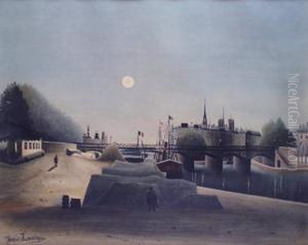 L'ile De La Cite Oil Painting by Henri Julien Rousseau