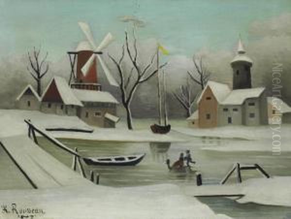 L'hiver Oil Painting by Henri Julien Rousseau