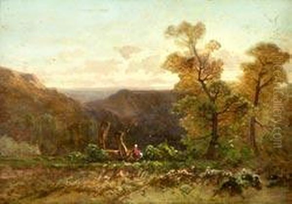 paysage Vallonne Anime Oil Painting by Leon Rousseau