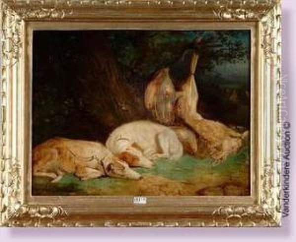 Le Repos Des Chiens Apres La Chasse Oil Painting by Philippe Rousseau