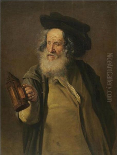 Diogenes Brandishing A Lantern Oil Painting by Jacques des Rousseaux