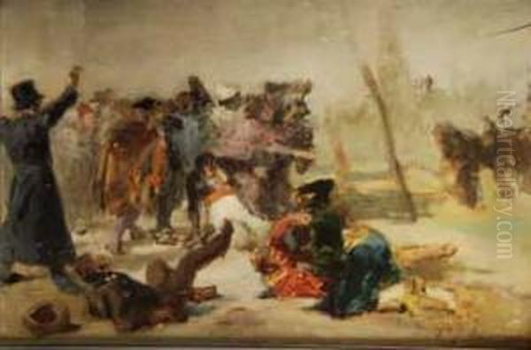 Pelea De Carnaval Oil Painting by Francisco Amerigo Rouvier