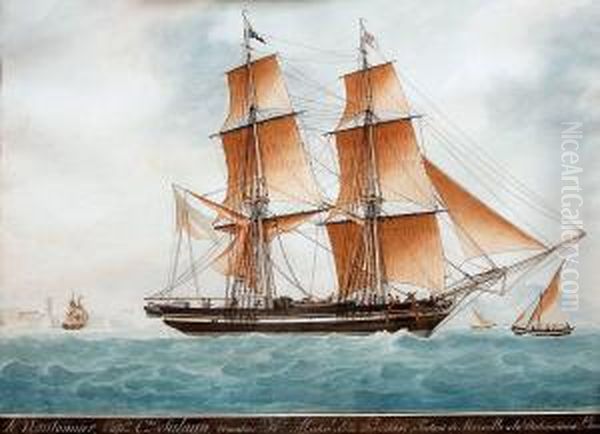 Lenautonnier Capitaine Cin Salaun, Armateur M. Michel De La Brossepartant De Marseille A La Destination De L'inde Oil Painting by Antoine Roux De Royat