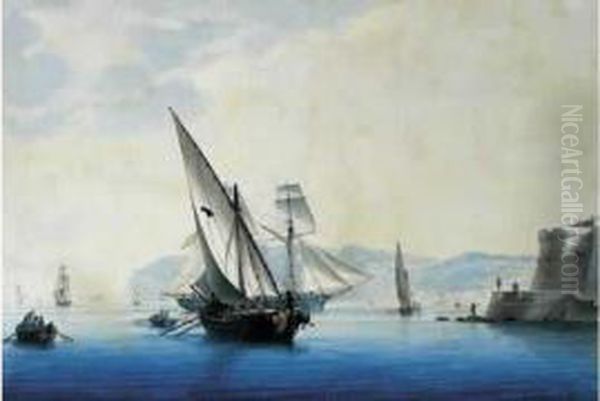 L'entree D'un Port. Oil Painting by Antoine Roux De Royat