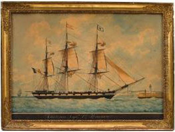 The Ship Cherence Oil Painting by Francois-Joseph-Frederic Roux