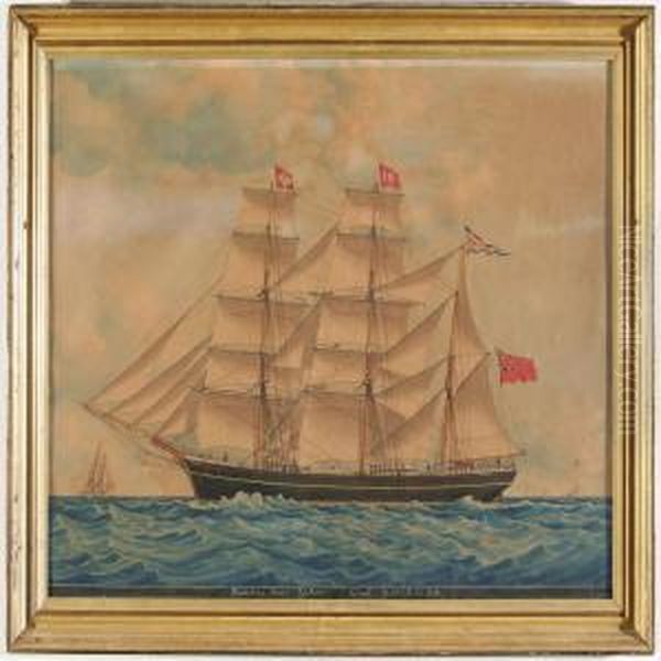 The English Barque Pondichery Oil Painting by Louis Francois Pros. Roux