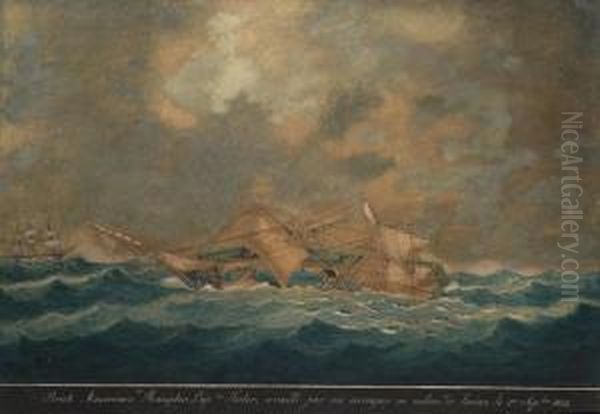 The Wreck Of The 'hampton' Oil Painting by Louis Francois Pros. Roux