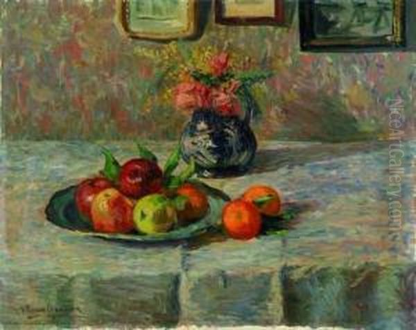 Nature Morte A L'assiette De Fruits by Joseph-Victor Roux-Champion