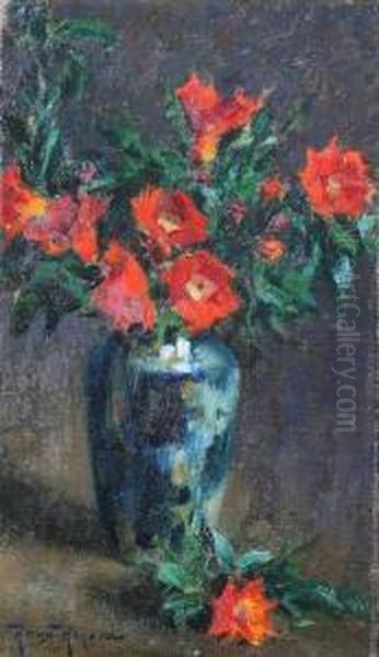 Wildflowers In Vase Oil Painting by Antonin Roux-Renard