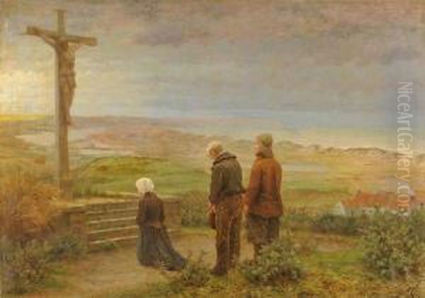 Devant Le Calvaire Oil Painting by Henri Rovel