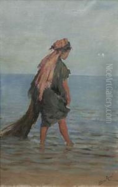 Plage De Monastir. Oil Painting by Henri Rovel