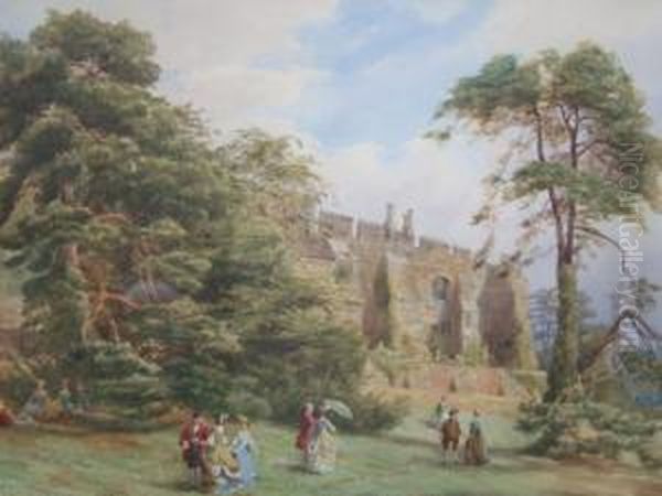 Berkeley Castle From The Slopes Oil Painting by George Row Clarke